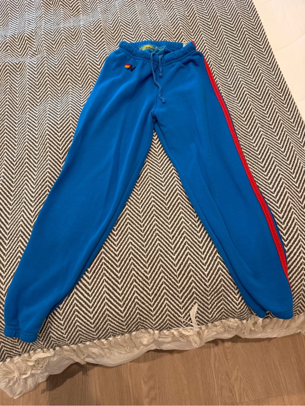 Aviator Nation Blue Sweatpants with Red Side Stripe